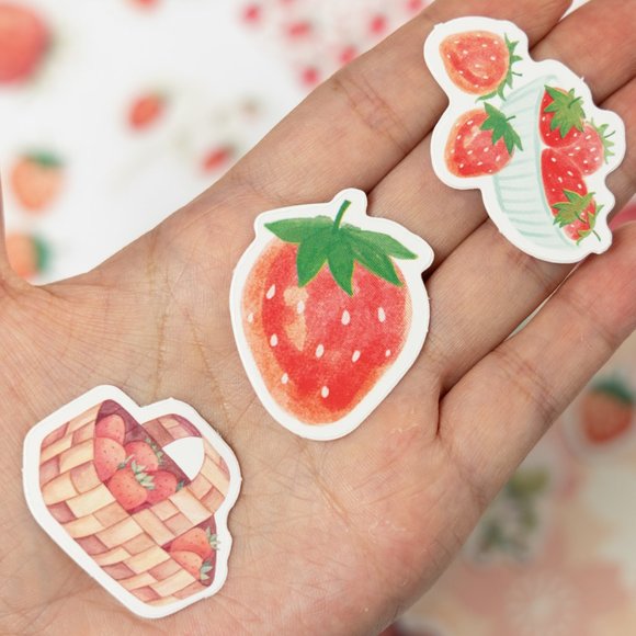46pcs Strawberry Stickers, Journal/Notebook Die Cut Stickers (46 pieces) - Picture 2 of 2